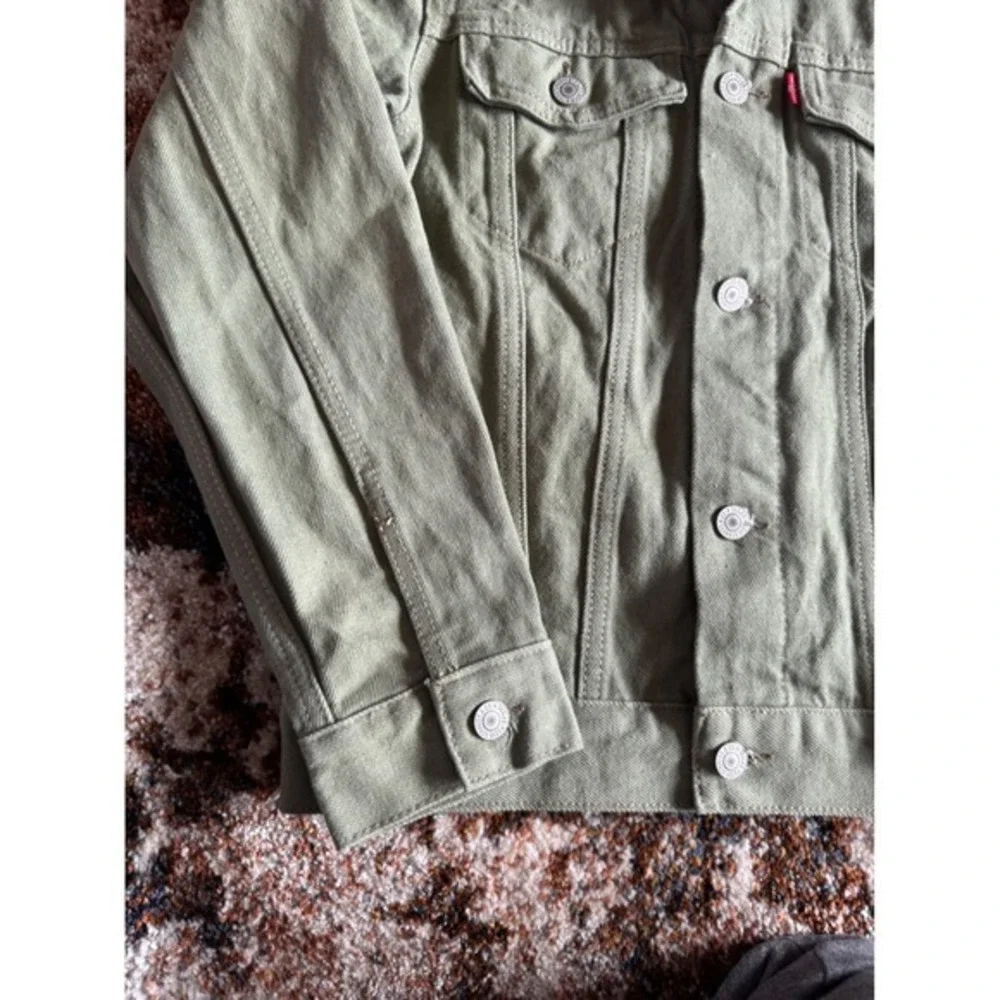 Levi's Girls Olive Green Denim Trucker Jacket Size L 12-13‎ Years 100% Cotton